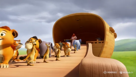 Animals Parade into Noah's Ark in Joyful 3D Cartoon – AI Generated Video | Hailuo AI