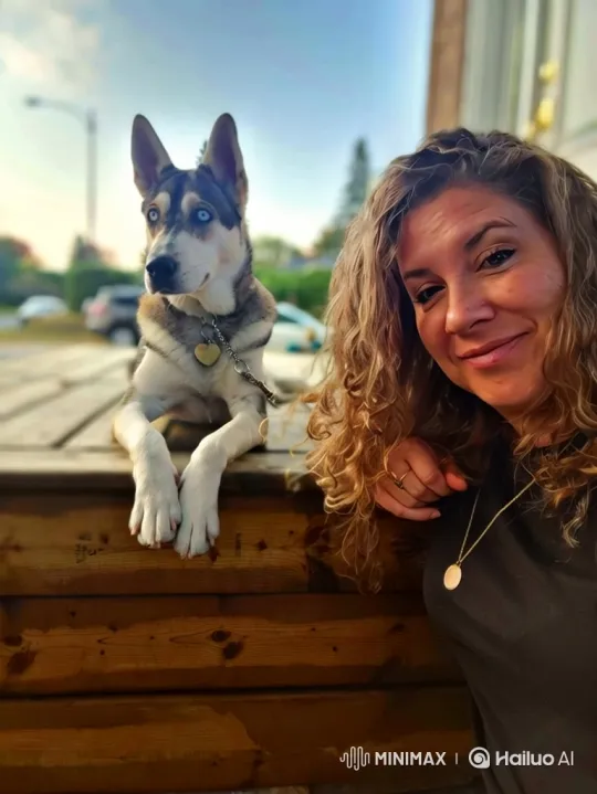 Woman and Husky Share Intimate Popcorn Moment – AI Generated Video | Hailuo AI