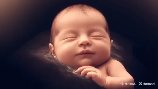 3D Ultrasound Reveals Smiling Baby in Womb – AI Generated Video | Hailuo AI