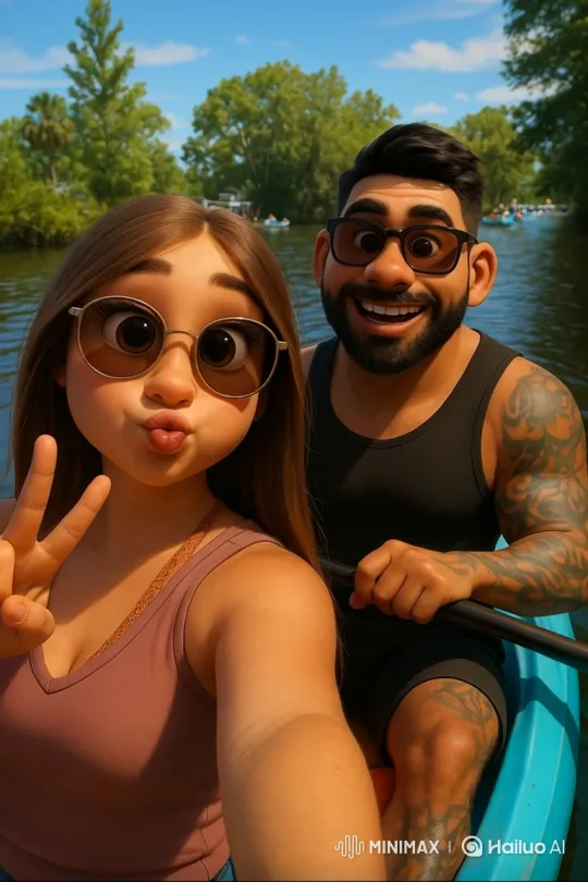 Couple in Kayak Takes Selfie, Shares Moment of Joy – AI Generated Video | Hailuo AI