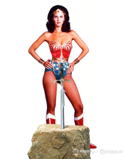 Wonder Woman Struggles to Pull Sword from Stone – AI Generated Video | Hailuo AI