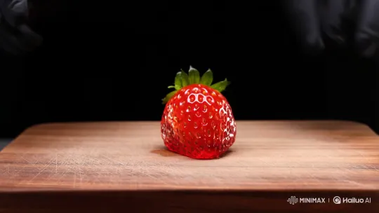 Hyper-Realistic Glass Strawberry Sliced in Slow Motion – AI Generated Video | Hailuo AI