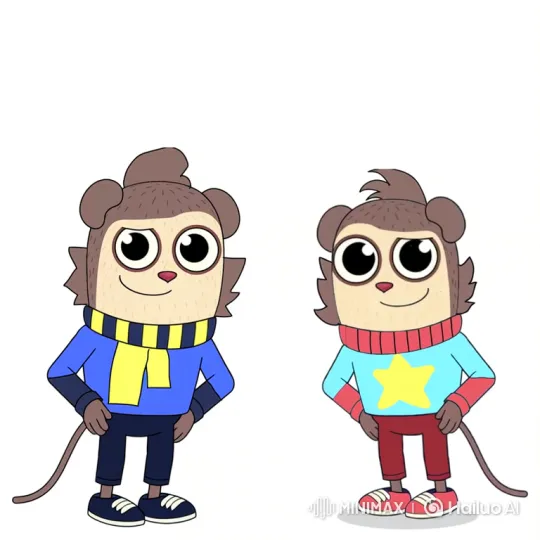 Cartoon Monkey Friends Share Heartfelt Embrace – AI Generated Video | Hailuo AI