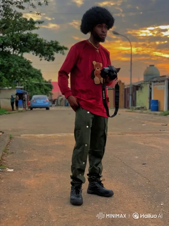 Young Man with Afro Enters Red Ferrari at Sunset – AI Generated Video | Hailuo AI