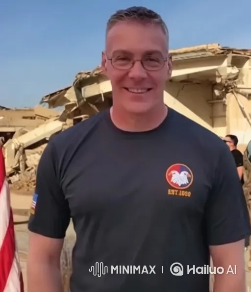 Resilient Man Amidst Rubble in Dynamic Shot – AI Generated Video | Hailuo AI