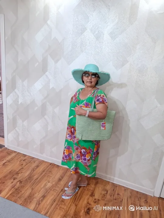 Woman in Floral Dress Walks Steadily Indoors – AI Generated Video | Hailuo AI