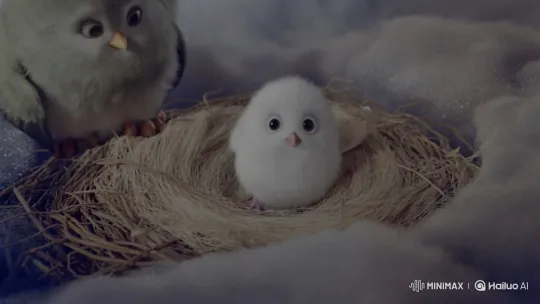 Chick Fascinated by Smartphone, Parent Bird Disapproves – AI Generated Video | Hailuo AI