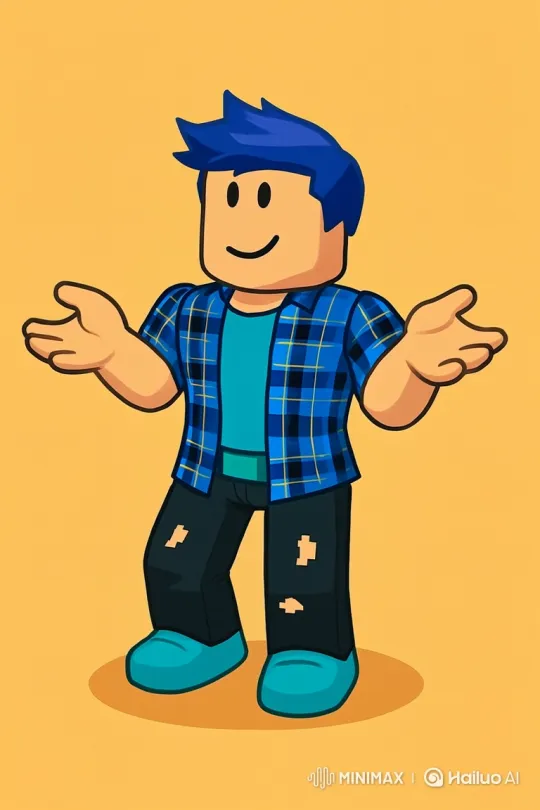 Roblox Character Performs a Gentle, Animated Shrugging Pose – AI Generated Video | Hailuo AI