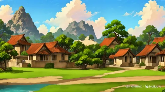 Young Boy Runs Through Idyllic 3D Cartoon Village – AI Generated Video | Hailuo AI