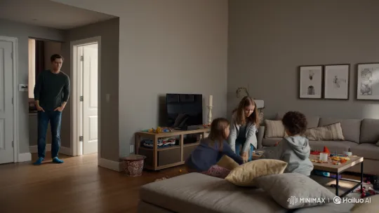 Father Returns Home to Children's Playful Fight – AI Generated Video | Hailuo AI