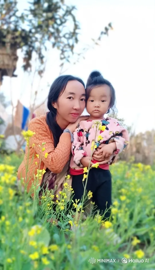 Mother and Child Bonding in a Field of Flowers – AI Generated Video | Hailuo AI