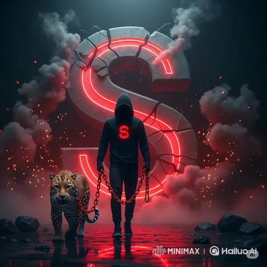 Mysterious Figure with Leopard on Fractured 'S' Monument – AI Generated Video | Hailuo AI