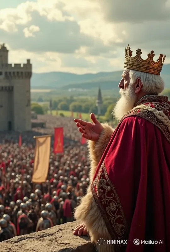 Elderly King Inspires Medieval Army Amidst Impending War – AI Generated Video | Hailuo AI
