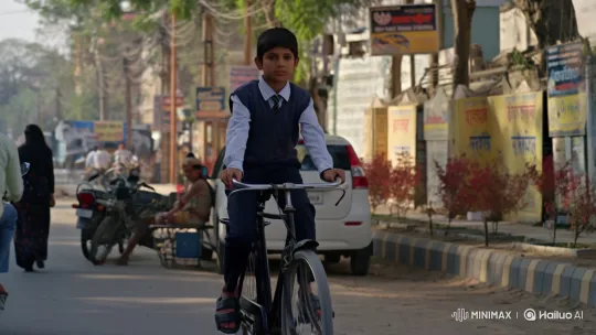 Young Office Worker Rides Bicycle to Tilak Nagar Office – AI Generated Video | Hailuo AI
