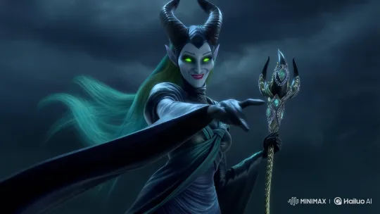 Glamorous Witch Taunts with Evil Laughter in Mystical Realm – AI Generated Video | Hailuo AI