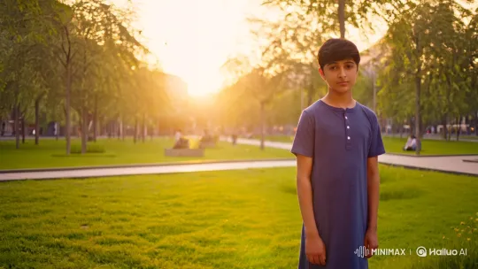 Golden Hour Park Scene with Boy, Girl, and Growing Connection – AI Generated Video | Hailuo AI