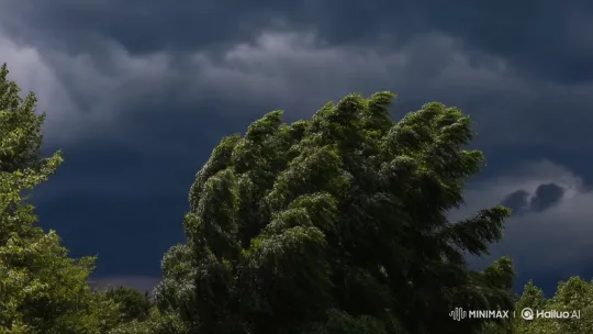 Storm's Prelude: Trees Tremble, Lightning Strikes – AI Generated Video | Hailuo AI