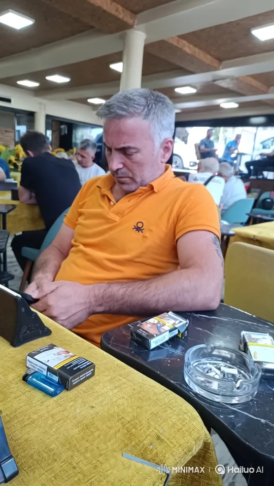 Middle-Aged Man Surprised by Woman's Affection in Cafe – AI Generated Video | Hailuo AI