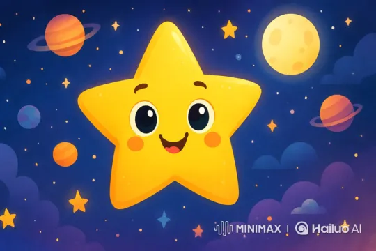 Smiling Star's Journey Across the Night Sky – AI Generated Video | Hailuo AI