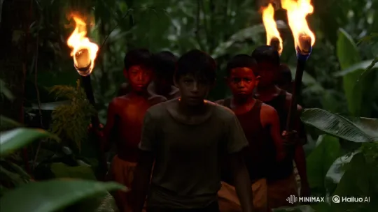 Boys Advance Through Jungle by Torchlight – AI Generated Video | Hailuo AI