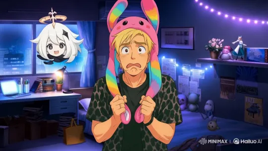 Live2D Animated Scene: Girl in Hat Emerges, White-Haired Girl Flies In – AI Generated Video | Hailuo AI