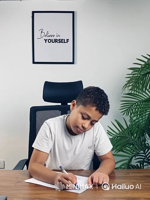 Focused Smart Child Deep in Study – AI Generated Video | Hailuo AI
