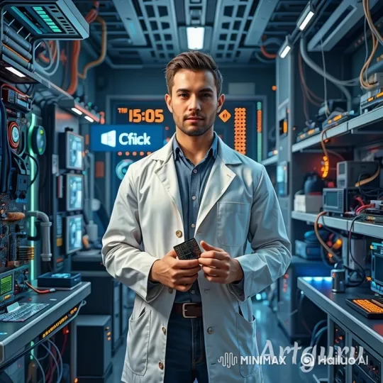 Innovative Engineer Examines Holographic PCB Blueprint – AI Generated Video | Hailuo AI