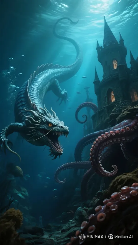 Underwater Journey of Leviathan and Kraken – AI Generated Video | Hailuo AI