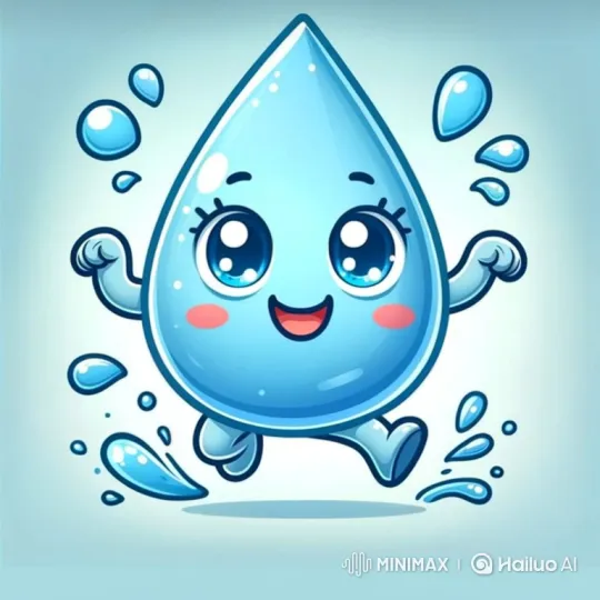 Joyful Water Droplet Runs Through Blue Gradient Landscape – AI Generated Video | Hailuo AI