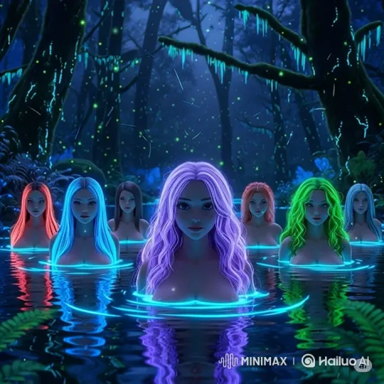 Mystical Enchanted Forest with Glowing Women – AI Generated Video | Hailuo AI