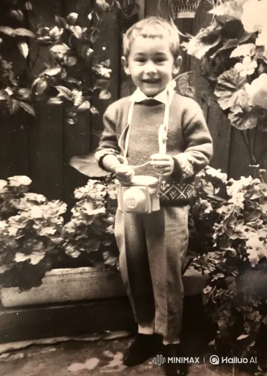 Boy in Garden Takes Photo with Camera – AI Generated Video | Hailuo AI