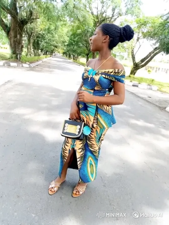 Woman in Patterned Dress Walks Through Lush Park – AI Generated Video | Hailuo AI