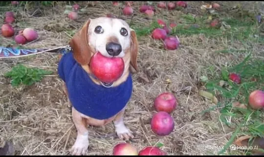 Dachshund Confronts Dinosaur, Finds Cosmic Apple in Animated Short – AI Generated Video | Hailuo AI