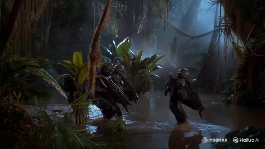 Soldiers Face Giant Arachnid in Swampy Alien Swamp – AI Generated Video | Hailuo AI