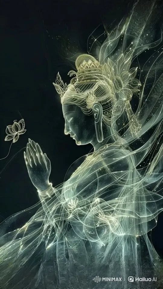Digital Meditation: Luminous Figure with Ethereal Energy – AI Generated Video | Hailuo AI