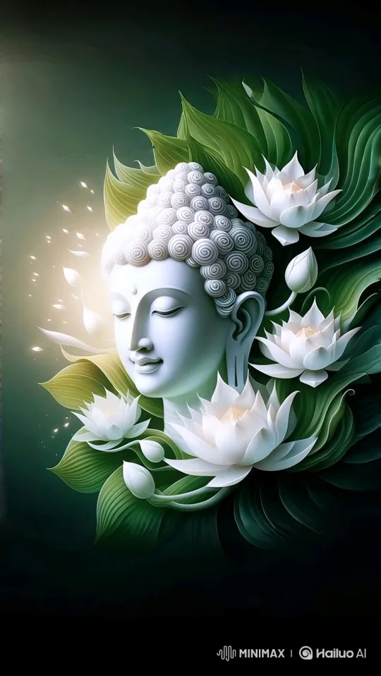 Revealing Serenity: Buddha's Face in Golden Light – AI Generated Video | Hailuo AI
