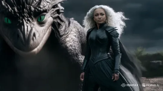 Medieval Woman Commands Shadow Dragon in Dark Fantasy Scene – AI Generated Video | Hailuo AI