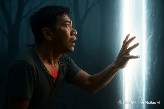 Malaysian Man Dissolves into Glowing Force Field in Forest – AI Generated Video | Hailuo AI