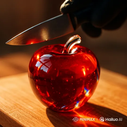 Precision Knife Slicing Through a Red Apple – AI Generated Video | Hailuo AI