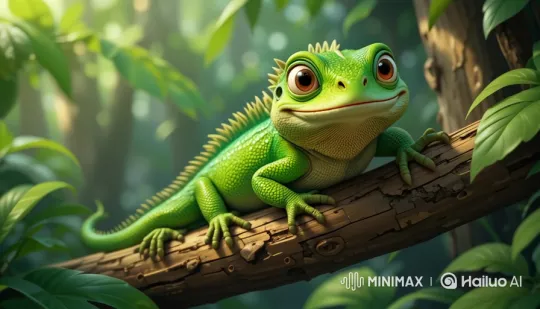 Charming Iguana Crawls Deliberately Through Jungle – AI Generated Video | Hailuo AI