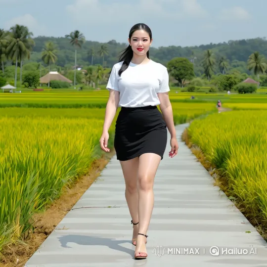 Young Woman Sings Tearfully in Rice Field Scenery – AI Generated Video | Hailuo AI