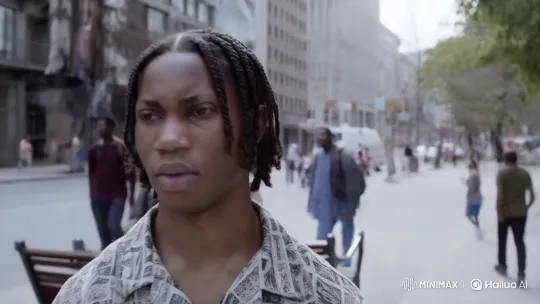 Contemplative Young Man Navigates Crowded Streets, Emphasizing Isolation – AI Generated Video | Hailuo AI