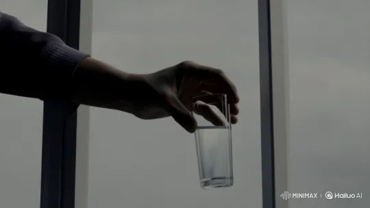 Man Drops Half-Filled Glass from Skyscraper Window – AI Generated Video | Hailuo AI