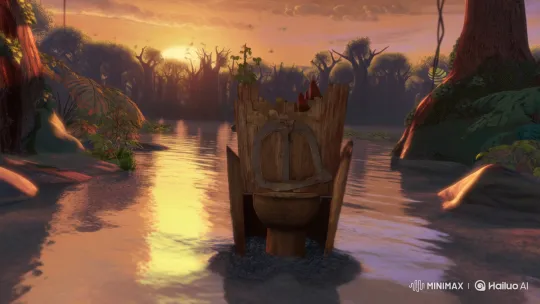 Shrek's Dramatic Entry in a Lush Swamp – AI Generated Video | Hailuo AI