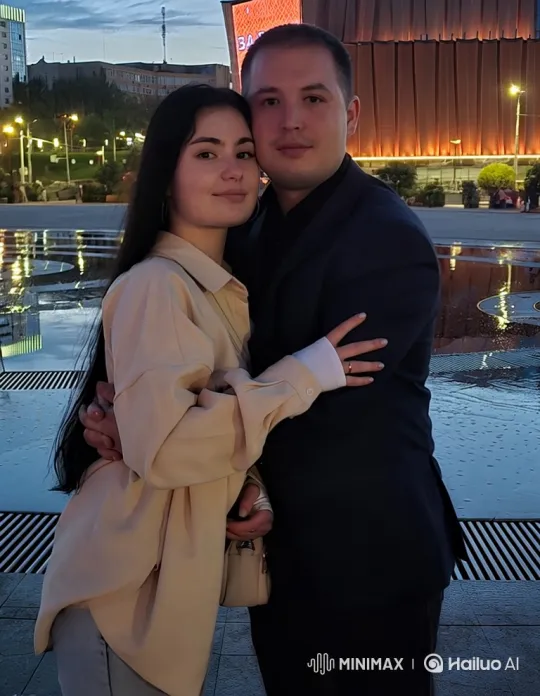 Affectionate Family Moment in Urban Plaza – AI Generated Video | Hailuo AI