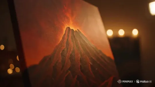 Volcano Erupts, Melting Coke Tree Sculpture – AI Generated Video | Hailuo AI