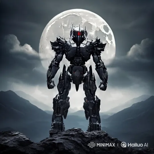 Sentinel Robot Stands Watch Under Moonlit Sky – AI Generated Video | Hailuo AI