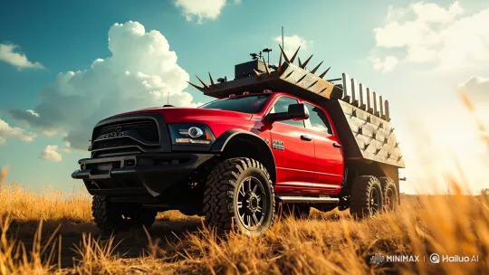 Armored Truck Survives Tornado Test in Stormy Landscape – AI Generated Video | Hailuo AI
