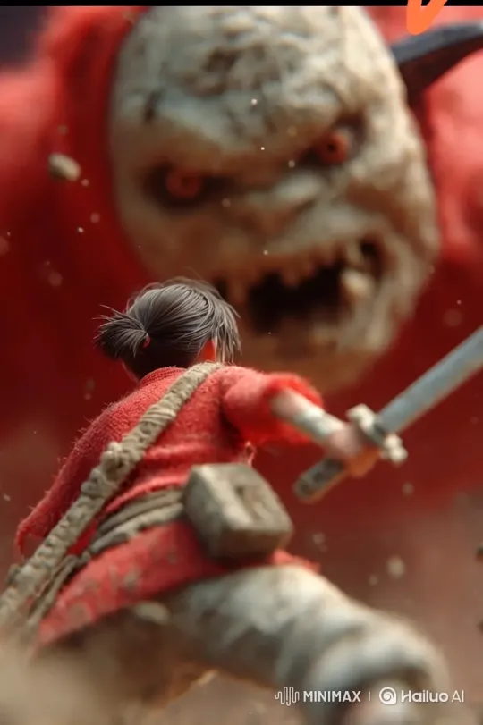 Warrior and Monster: A Moment of Tense Anticipation – AI Generated Video | Hailuo AI