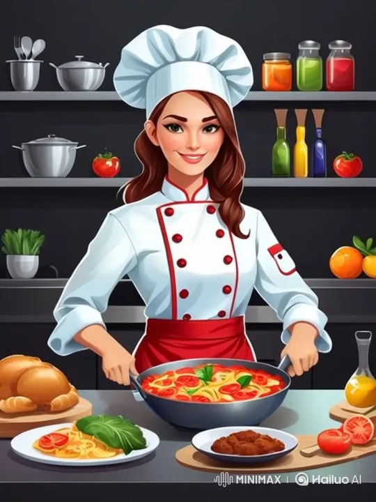 Luxurious Kitchen: Chef Crafts Pasta and Cakes with Grace – AI Generated Video | Hailuo AI